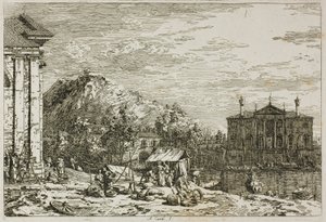 Le marché à Dolo, de Vedute - Canaletto