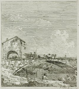 Le chariot passant sur un pont, de Vedute - Canaletto
