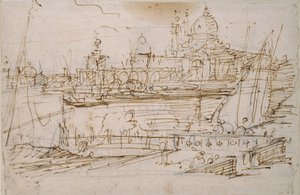 Venise : La Dogana et S. Maria della Salute depuis le Molo di Terranova, milieu du XVIIIe siècle - Canaletto