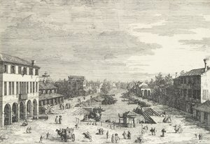 Vue de Mestre, une auberge à gauche et d
