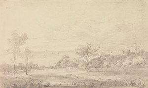 Paysage avec château au loin, Île de Wight