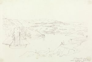 Saint Dogmaels depuis Cardigan sur le Teifi, 8 septembre 1847 - Capt. Thomas Hastings
