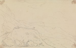 Esquisse de falaise et collines près du rivage
