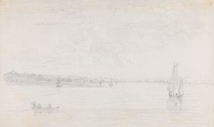 Croquis de Cowes, Île de Wight, depuis le Solent - Capt. Thomas Hastings