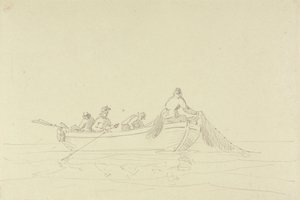 Croquis de pêcheurs dans un bateau - Capt. Thomas Hastings