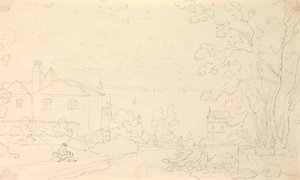 Croquis de maisons près du rivage, Île de Wight - Capt. Thomas Hastings
