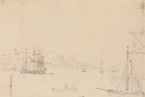 Esquisse de navires près de West Cowes, île de Wight - Capt. Thomas Hastings
