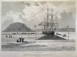 Départ des bateaux de Hecla Cove, 21 juin 1827, de Journal of a Third Voyage for the Discovery of a North West Passage from the Atlantic to the Pacific performed in the Years 1824-25 in H.M.s - Captain George Francis Lyon