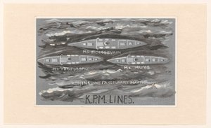 Conception pour le vignette de la Koninklijke Paketvaart Maatschappij, K.P.M. Lines - Carel Adolph Lion Cachet