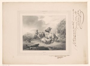 Fermier avec ses animaux fuyant un ouragan - Carel Christiaan Antony Last