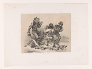 Trois hommes en combat piétinent un Turc - Carel Christiaan Antony Last