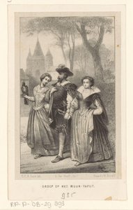 Homme avec deux femmes à son bras - Carel Christiaan Antony Last