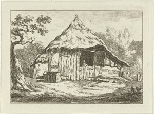 Grange avec porte supérieure ouverte, Paysages (1-6) (titre de la série) - Carel Lodewijk Hansen