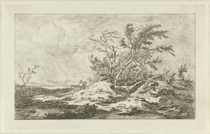 Paard met wagen in een landschap - Carel Lodewijk Hansen