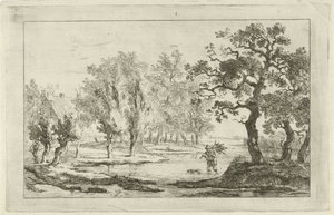 Paysage fluvial avec un ramasseur de bois - Carel Lodewijk Hansen