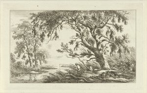 Pêcheur dans un paysage fluvial (série de paysages) - Carel Lodewijk Hansen