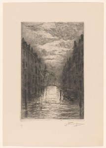 Canal à Dordrecht le soir