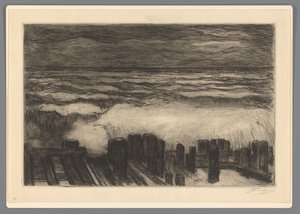 Mer avec de hautes vagues - Carel Nicolaas Storm van 