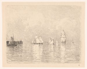 Voiliers au large de Cuxhaven - Carel Nicolaas Storm van 