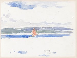 Vue sur la mer avec bateau (?) - Carel Nicolaas Storm van 