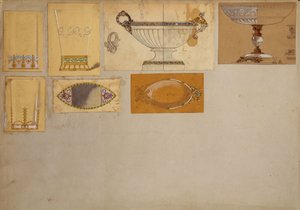 Sélection de dessins, Maison de Carl Fabergé (crayon et aquarelle sur papier) - Carl Fabergé