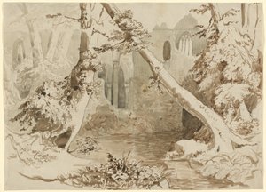 Une église en ruine dans la forêt - Carl Blechen