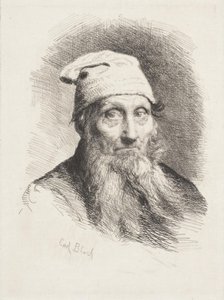 Un vieil homme avec un bonnet. Buste - Carl Bloch