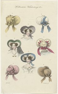 Huit chapeaux de dames différents
