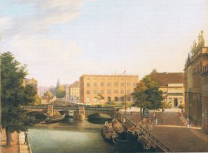 Königliche Bauschule with Schlossbrücke à Berlin - Carl Daniel Freydanck