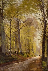 Un chemin forestier avec des bergers et du bétail - Carl Frederick Aagaard