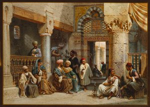 Figures arabes dans un café - Carl Friedrich Heinrich Werner