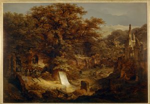 Cimetière et ruines envahis par les arbres ... - Carl Friedrich Lessing