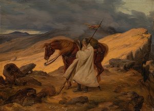 Croisé en garde dans la montagne