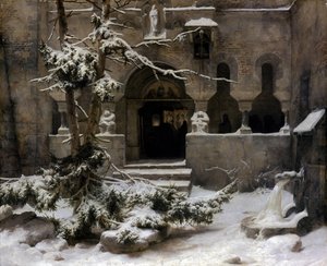 Jardin du monastère sous la neige