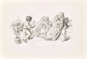 Enfants, en costume médiéval, écoutant un chanteur - Carl Fröschl