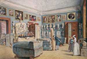 La chambre avec le Mithra et les sarcophages égyptiens - Carl Goebel d. J.