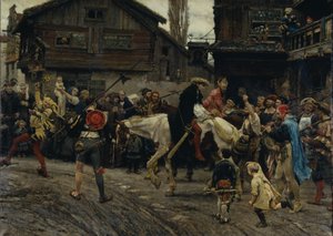 Entrée ignominieuse de Peder Sunnanvader et Maître Knut à Stockholm en 1526, 1879