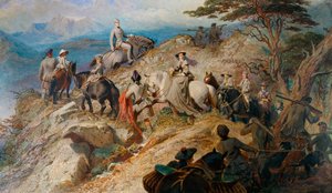 Matin dans les Highlands. La famille royale montant Lochnagar, 1853