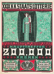 Affiche publicitaire pour la 24e loterie de charité royale autrichienne en 1912