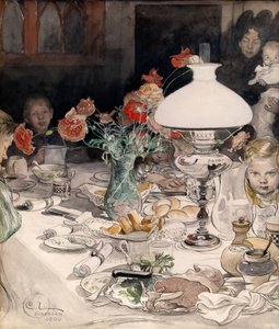 Autour de la lampe du soir - Carl Larsson