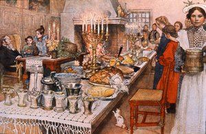 Dîner de la veille de Noël en Suède, début du 20e siècle - Carl Larsson