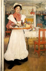 Martina portant le petit-déjeuner sur un plateau - Carl Larsson