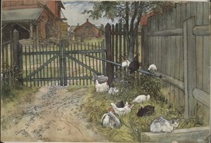 La porte. Extrait de Un foyer (26 aquarelles) - Carl Larsson