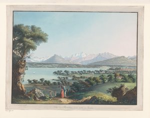 Vue de Genève avec le Mont-Blanc au loin - Carl Ludwig Hackert