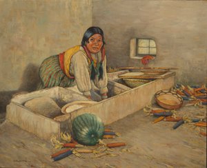 Femme Hopi qui moud le maïs - Carl Moon