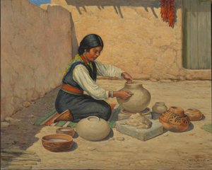 Femme Hopi faisant de la poterie