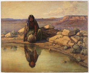 Fille indienne avec une cruche en poterie - Carl Moon