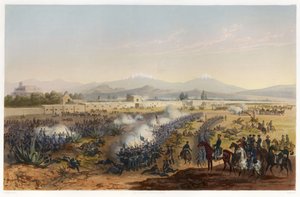 Molino del Rey - attaque sur le Molino, de La Guerre entre les États-Unis et le Mexique, pub. 1851 - Carl Nebel