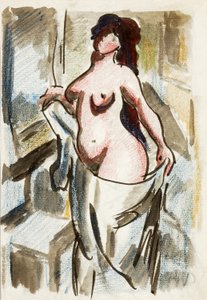 Nu féminin avec drapé