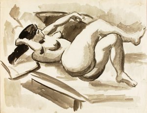 Nu féminin couché, jambes croisées - Carl Newman